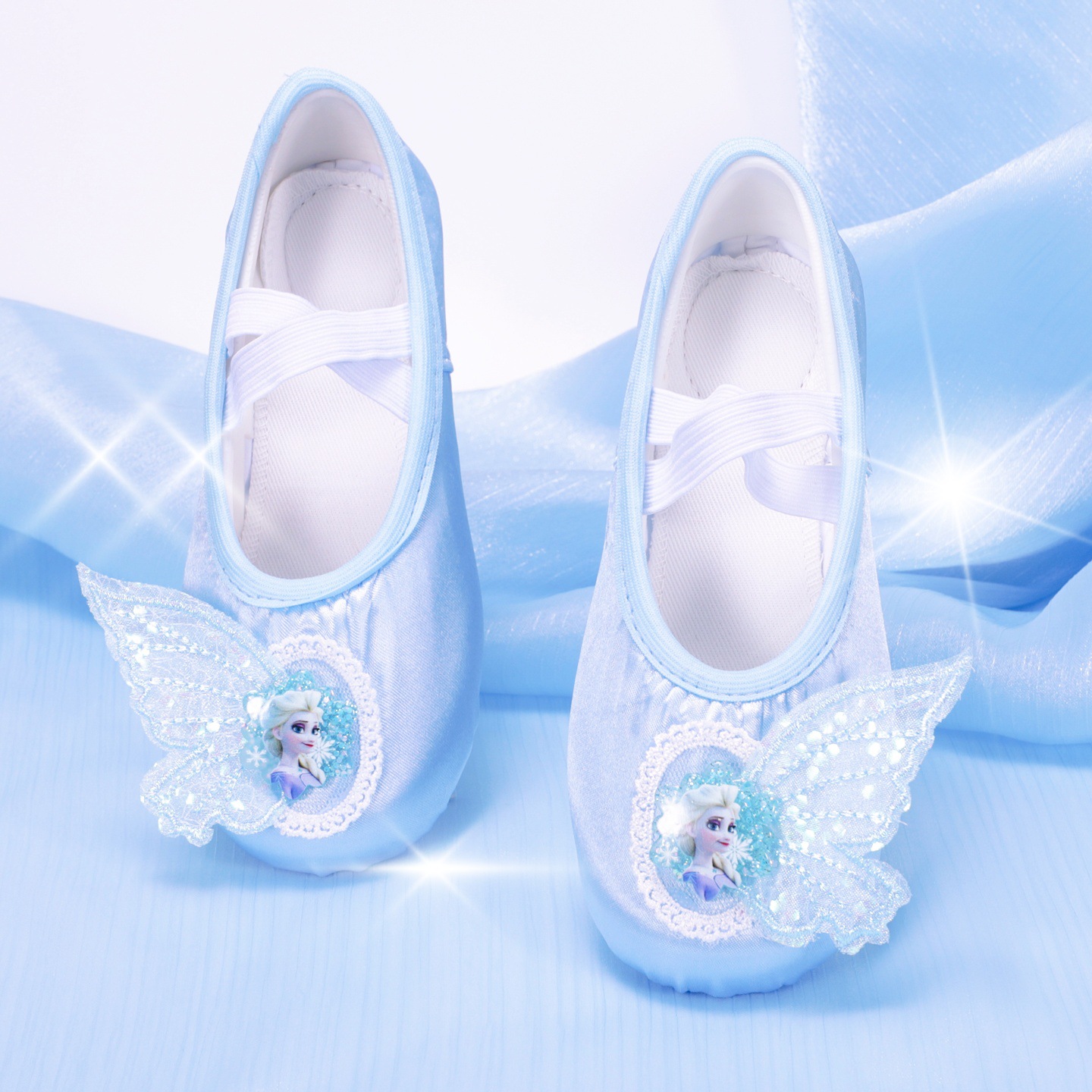 Elsa Ballet Dance Shoes Soft Sole Practice Shoes Cute Girls Indoor Dance Shoes Kindergarten Performance Body 8132
