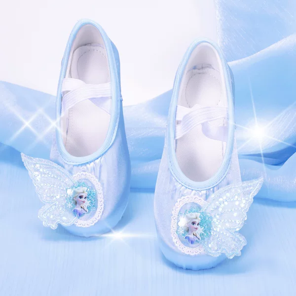 Elsa Ballet Dance Shoes Soft Sole Practice Shoes Cute Girls Indoor Dance Shoes Kindergarten Performance Body 8132