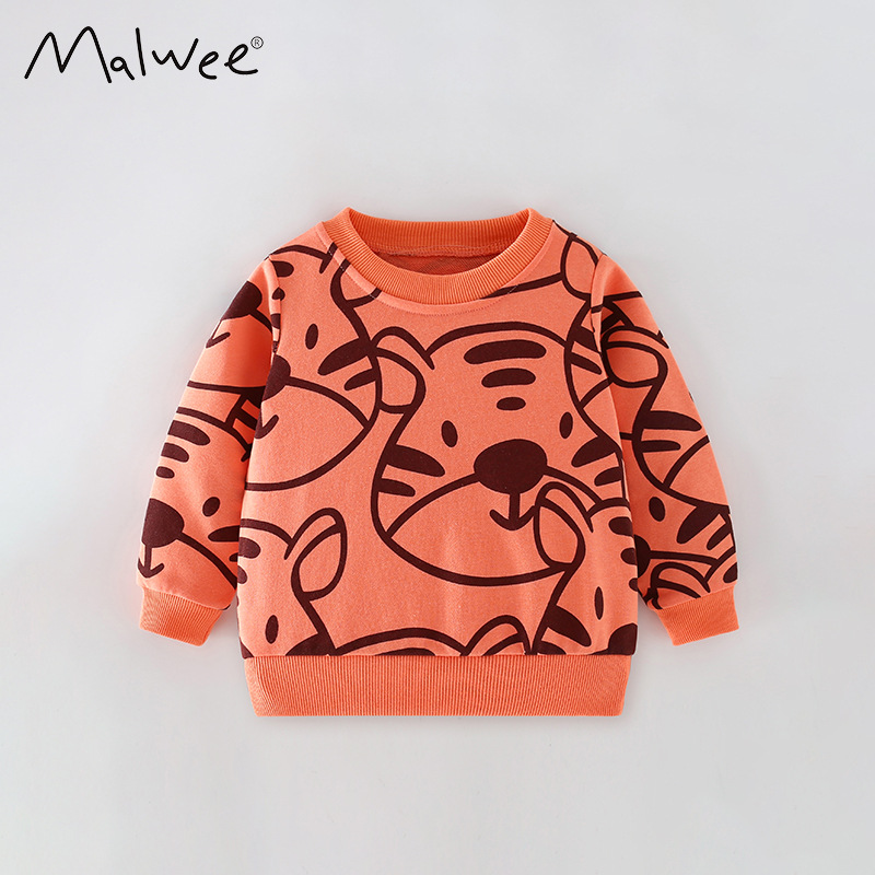 Malwee chaqueta de niño otoño y invierno nueva camiseta de cuello redondo para niños europeos y estadounidenses guapo y casual ropa de bebé superior