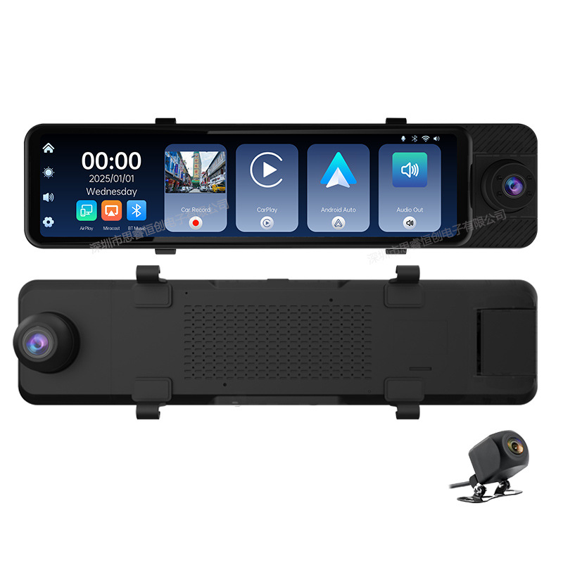 Carplay Full-Screen Streaming Rearview Mirror Driving Recorder 2.5K Ultra-High Definition Front and Rear Dual Recording Mobile Phone Screen Projection