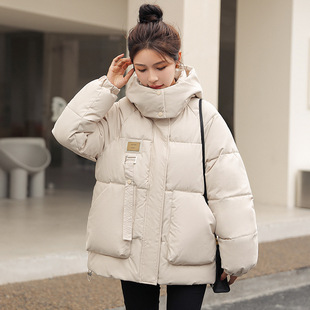 2024 Winter down Cotton Jacket for Women, Loose and Versatile with Patch Design, Warm and Sweet Style
