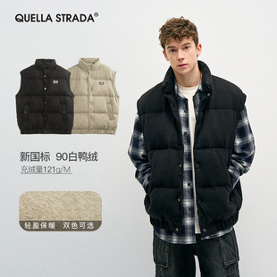 QUELLA STRADA Winter Simple 90 White Duck Down New GB Down Vest Men's and Women's Trendy Washer Jacket
