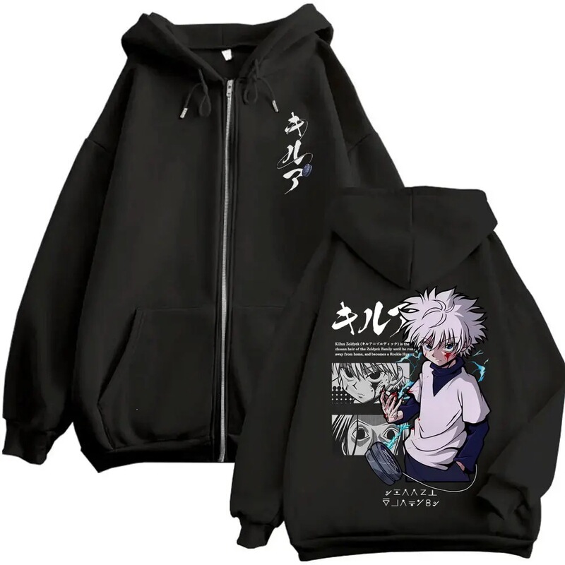 Anime Hunter X Hunter Zipper Hoodie Killua Zoldyck Graphic Hoodie Unisex Vintage Oversized