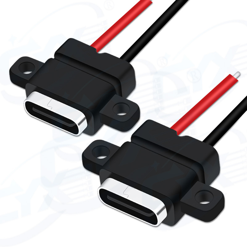 type-c waterproof female base 2P wire welding type fast charging connector early childhood education machine makeup mirror charging port