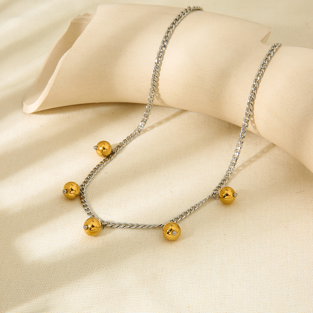 Geometric Pattern Women's Gender Wholesale Jewelry Vintage Style Classic Style Geometric 304 Stainless Steel Titanium Steel Mixed Metal Plating Necklace Ball Chain