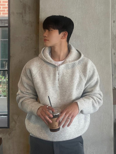 2023 sense half zipper hooded sweater sweater men's fashion brand spring and autumn monsoon thickened sweater coat one-piece delivery