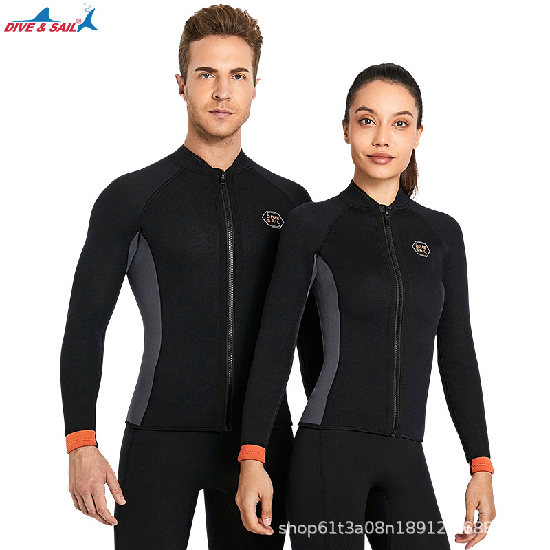 Cross-Border Wetsuit 3mm Long-Sleeved Split Warm Wetsuit European and American Men's Large Size Snorkeling Winter Swimming Cold-Proof Surfing Suit