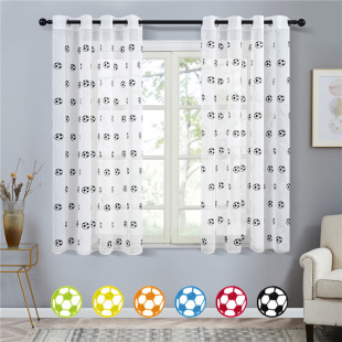 Cross-border Amazon curtain yarn children's room Football embroidered window screen living room bedroom tulle embroidery window screen wholesale