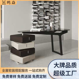 书桌现代简约电脑桌简约家用写字桌一体设计师双人小户型轻奢书桌