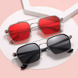 Q1071A克罗伈同款男女双梁素颜太阳镜金属眼镜框潮流墨镜现货批发