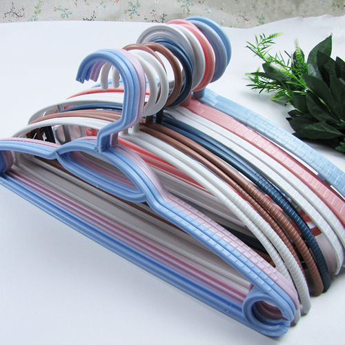 Household non-slip non-marking plastic clothes hanger wide shoulder clothes hanger wholesale trouser rack balcony thick clothes hanging adult clothes drying rack