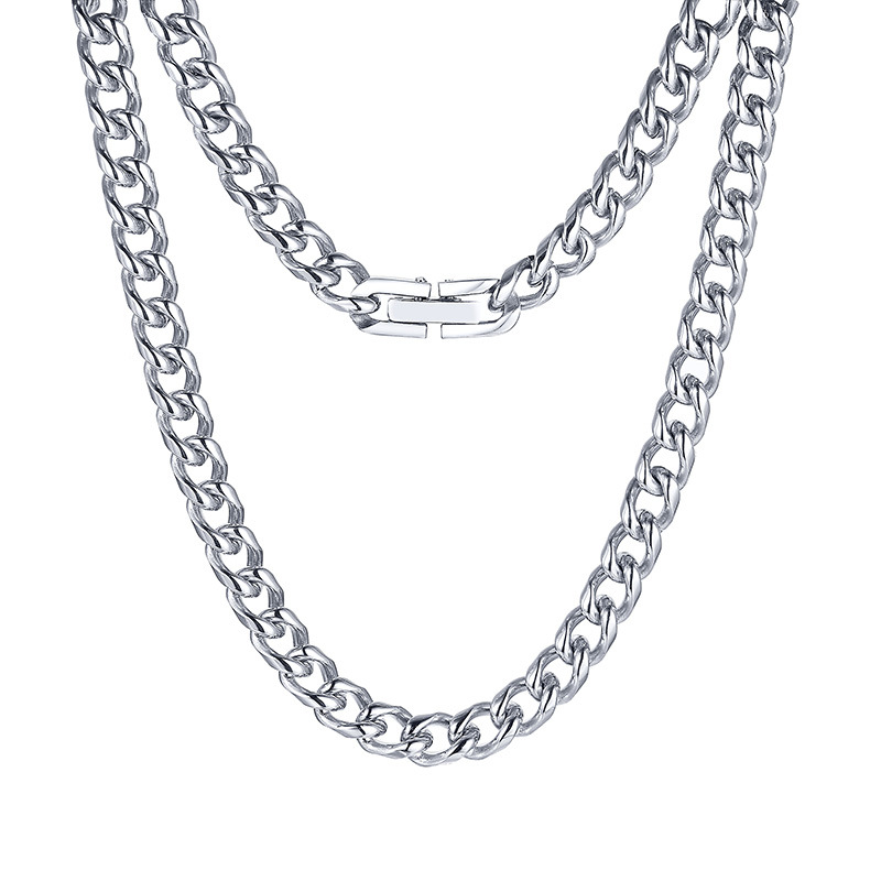 Runde, polierte Edelstahlkette, Stahlfarbe, 6 mm, Herrenschmuck im Hip-Hop-Stil, Quanxishui NC-746_voghion.com