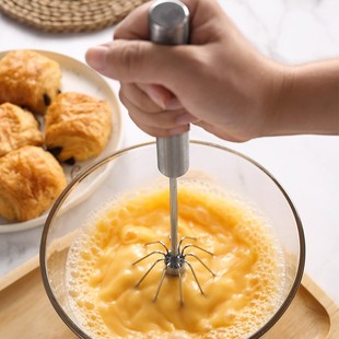 Semi-automatic stainless steel egg beater pressing rotary whipping cream egg baby food mixing tool