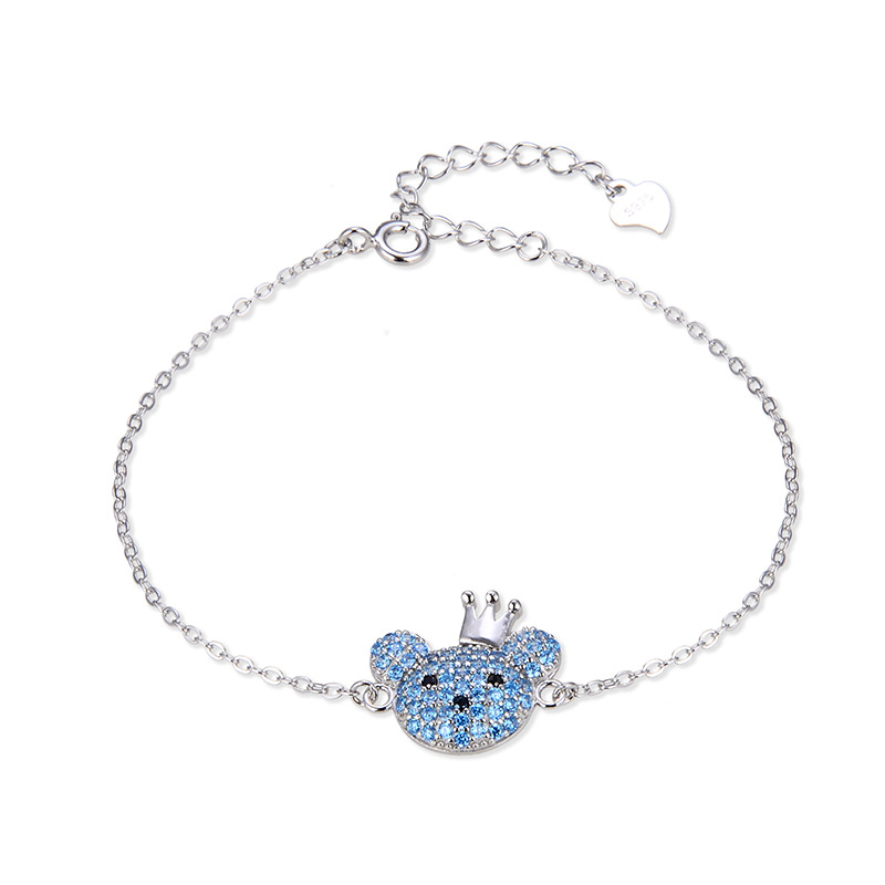 Diseño creativo joyería popular Corea del Sur Dongdaemun s925 pulsera de plata circón pulsera de las mujeres elegante pulsera de oso