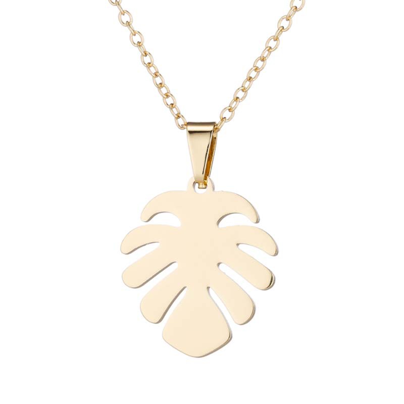Earrings, Necklace Classification PVD Coated 18K Gold Real Gold Plated Leaves 201 Stainless Steel Fashion Waterproof Non Tarnish Earrings Necklace