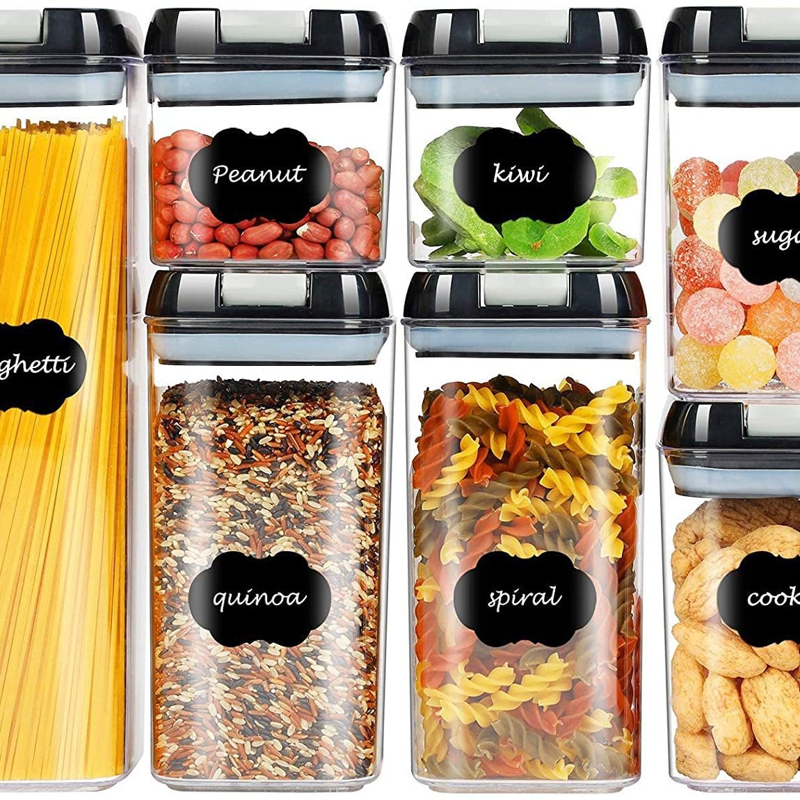 Multi-grano de almacenamiento de alimentos de cocina jarra sellada de plástico de siete piezas de almacenamiento transparente de almacenamiento de grano caja sellada a prueba de humedad