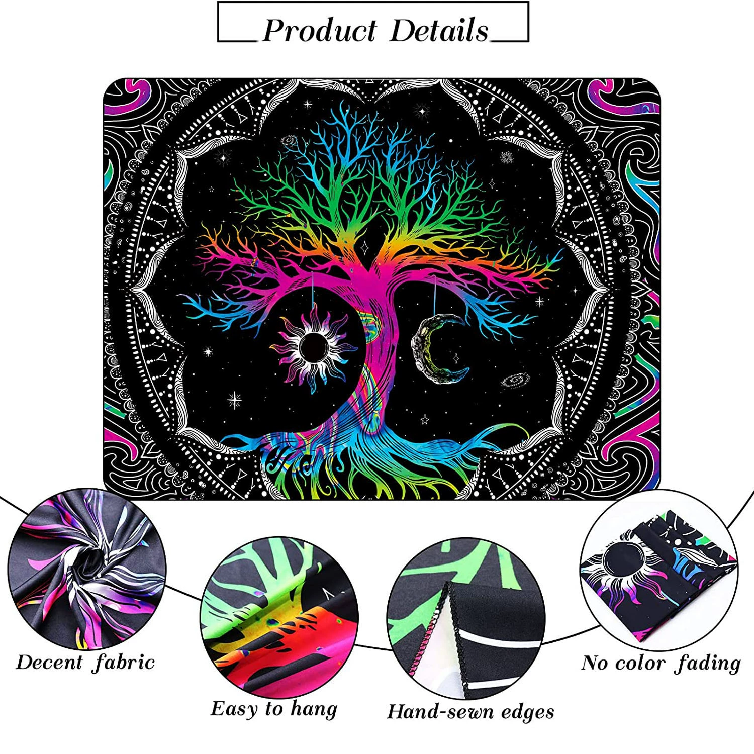 Cross -border Life Tree Psychedelic Manu Tapestry Tapestry Better and Sun Bohemia Background Cloth