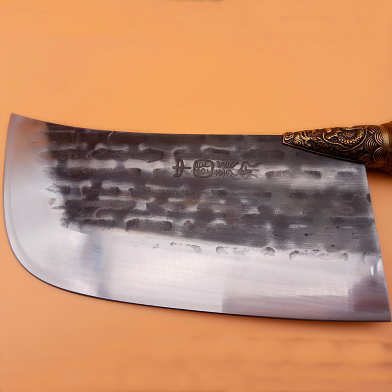 Longquan kitchen knife handmade forging boutique kitchen knife stainless steel slicing knife round head special offer factory straight hammer pattern household kitchen knife