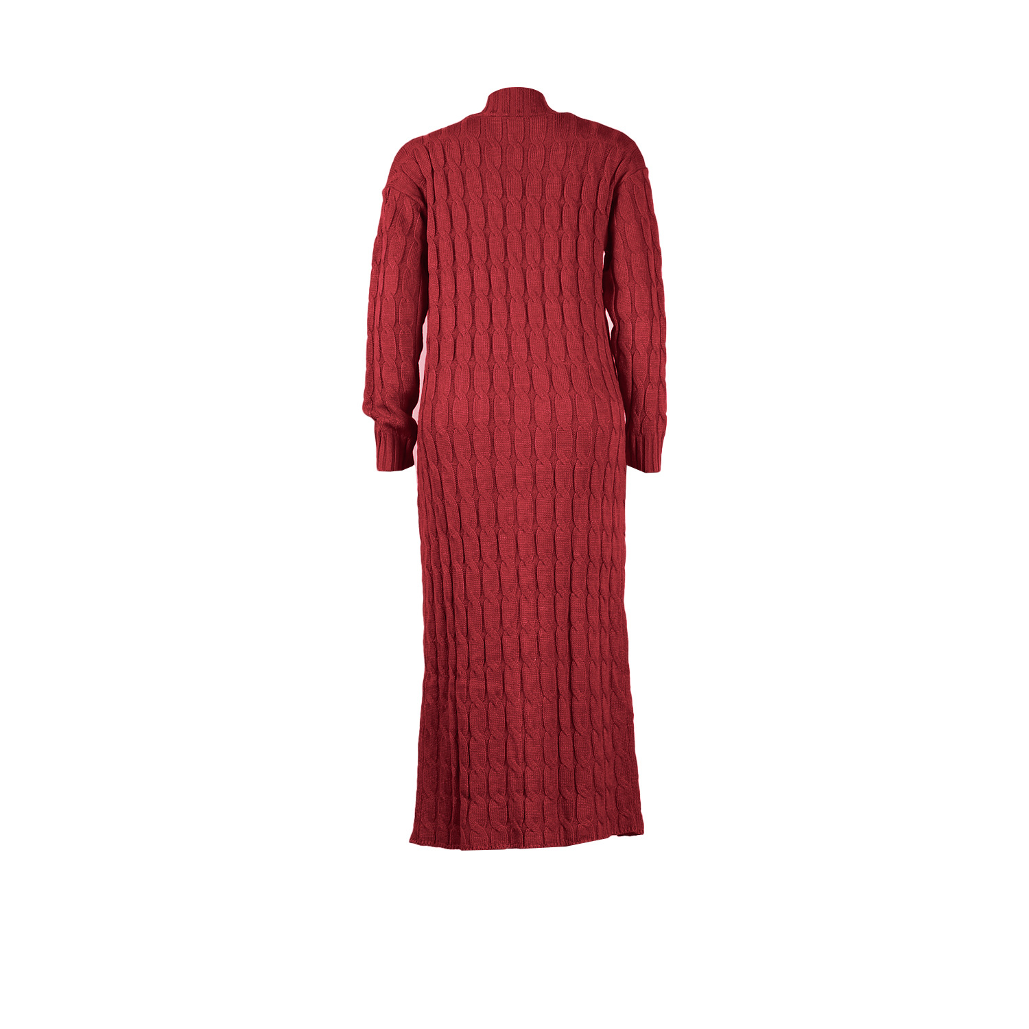 Damen Strickjacke Lang Aus Grobstrick In Unifarben Wintermantel_voghion.com