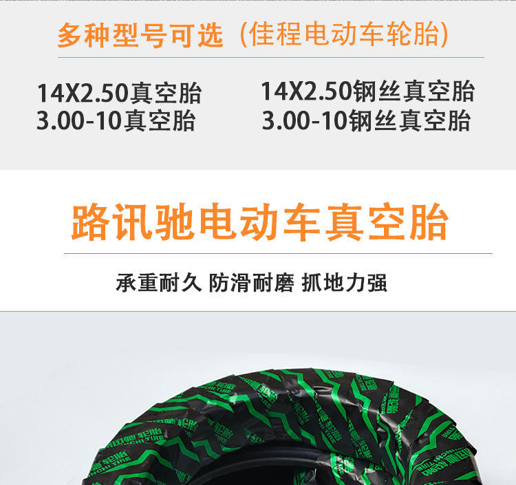 Luxunchi Tire Electric Vehicle Vacuum Tire Imitation Puncture-Resistant Outer Tire 14X2.50 3.00-10 Battery Vehicle Tire