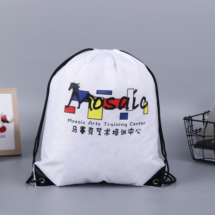补习班广告抽绳双肩涤纶袋赛事健身收纳袋彩印空白束口袋加印logo