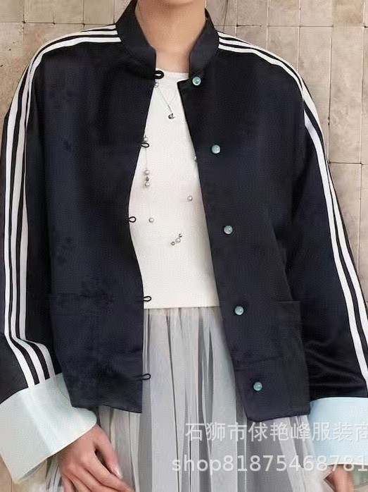 Nueva chaqueta china de alta gama Tang chaqueta femenina de ácido acético tatuaje oscuro camisa Jacquard a juego de colores temperamento con blusa de estilo nacional