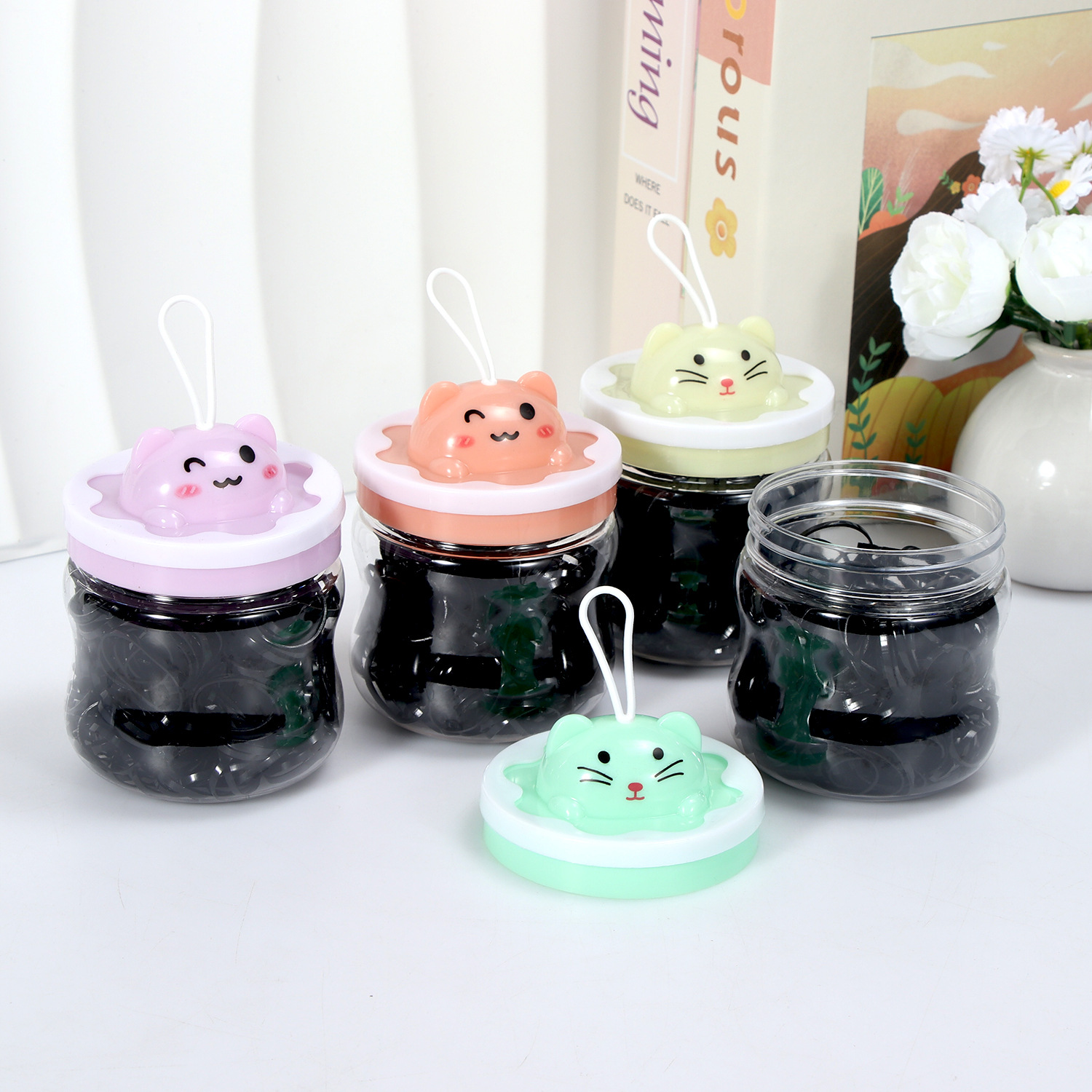 Banda de goma negra para niños, alto valor elástico, duradero, lazo para el cabello, no daña el cabello, anillo para el cabello de goma, accesorios para la cuerda para la cabeza, puesto