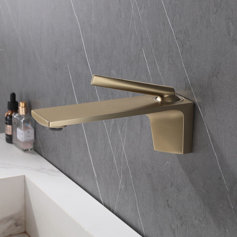 All-Copper Semi-Concealed Wall-Mounted Faucet, Wall-Outlet Hidden Embedded Washbasin Faucet