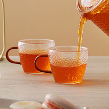 锤纹玻璃小茶杯功夫茶具套装透明品茗单杯耐热主人杯带批发批发