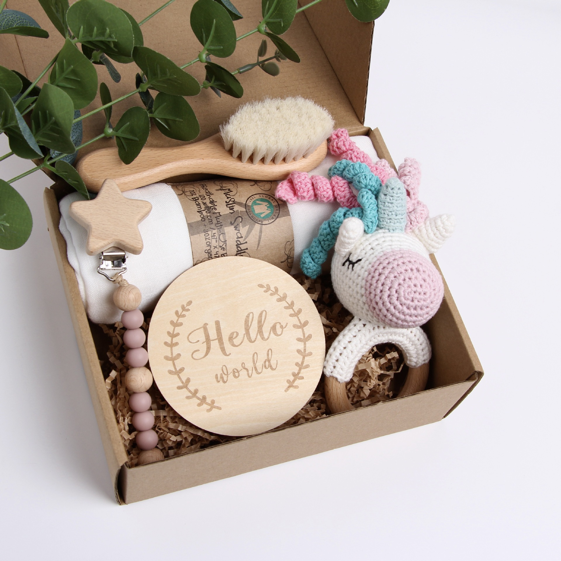 Caja de regalo de renos de Navidad caliente transfronteriza Baby Shower Gift Set de juguete de madera Panda image 4