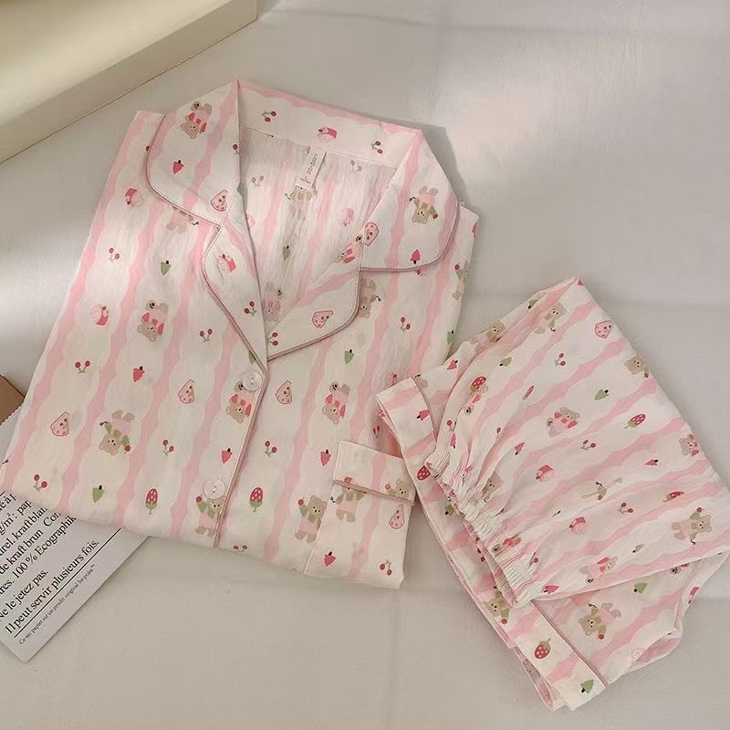 Pijamas de primavera y otoño nubes de algodón estudiantes delgados sueltos cardigans de manga larga set de ropa para el hogar image 10