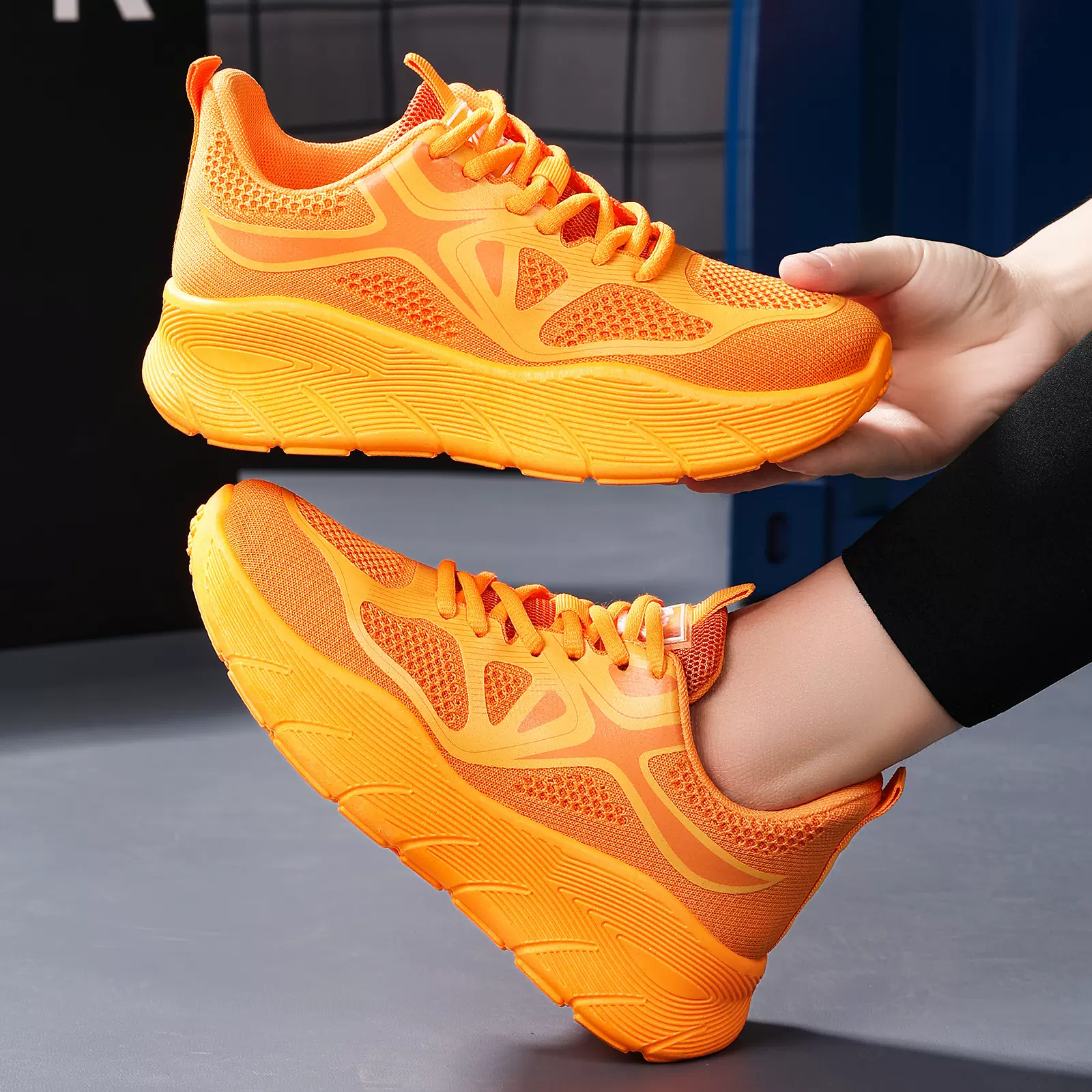 鞋子女时尚新款运动鞋跨境飞织网鞋浅口单鞋轻便休闲鞋舒适女鞋