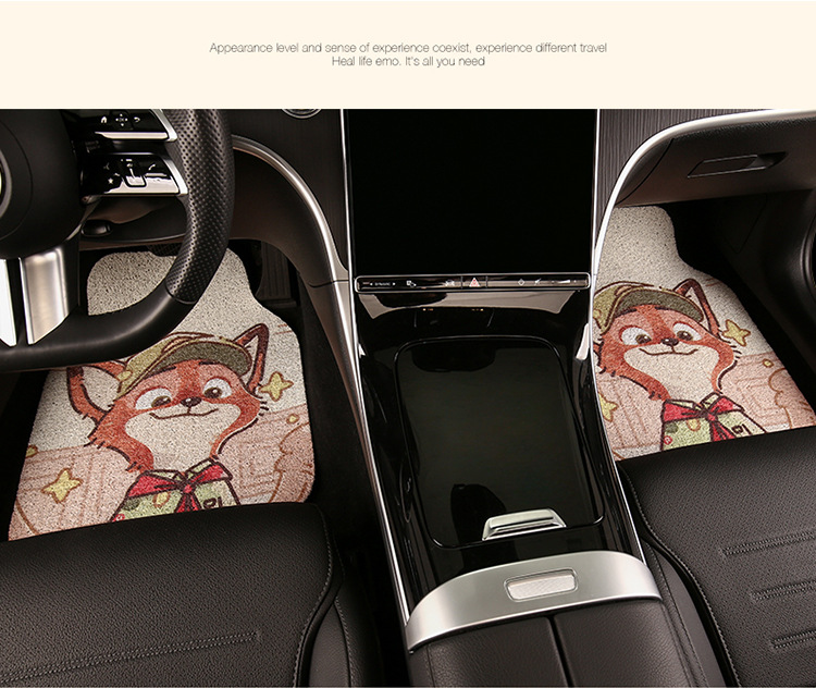 Cute Cartoon Car Mat Wire Ring Single-piece Anti-dirty Carpet Protection Mat for High-end Car Thickened Universal Girl