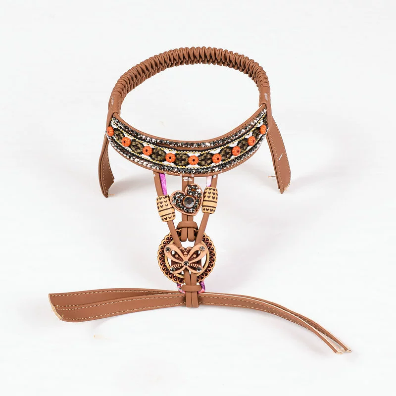 Богемская новая женская обувь верхняя полуфабрикаты модные стразы плоский склон с каблуком для аксессуаров для обуви коричневый