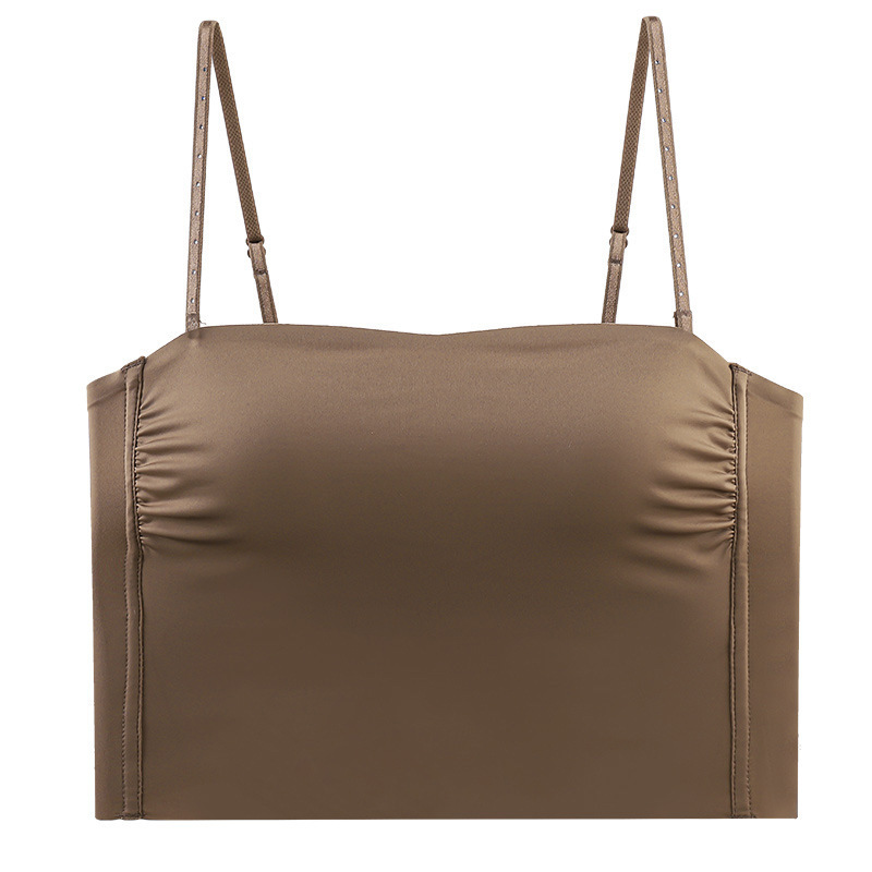 6018 simple brillante sin costura tubo inalámbrico superior ultrafino ropa interior cómoda camisola moda todo fósforo sujetador de las mujeres
