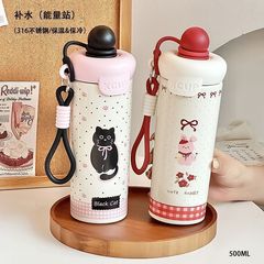 浮球防尘保温杯ins女学生高颜值大容量咖啡杯子304不锈钢可爱水杯