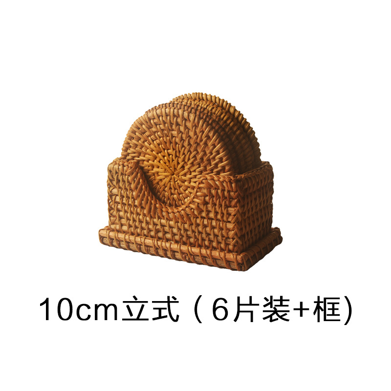 Tejido de caña artesanal almohadilla de taza de té tejido almohadilla de comedor creativa almohadilla de mesa almohadilla de platos almohadilla de aislamiento de calor
