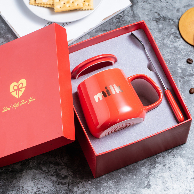 Rojo brillante + tapa de porcelana + cuchara exclusiva con bolsa de regalo