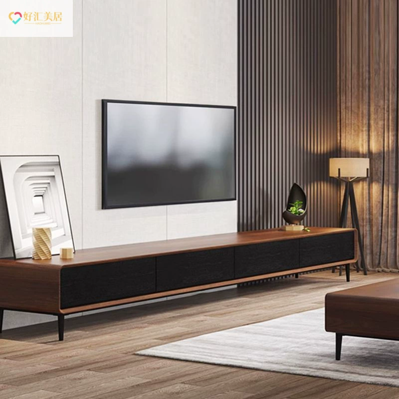 Тумба под телевизор из массива дерева, новый китайский стиль, для маленькой квартиры, спальни, узкая, ультратонкая, современная, простая, полностью из массива дерева.