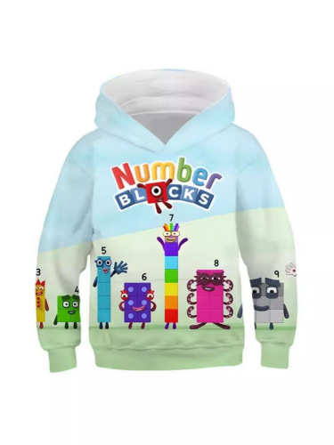International Trade Cartoon 3D Digital Printing NUMBER BLOCKS Hooded Sweatshirt for Kids (Unisex)