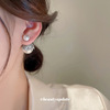 Silver needle from pearl, double-sided brand fashionable design earrings, trend of season