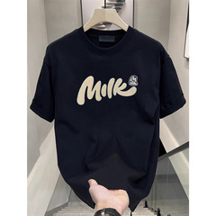 Pure cotton men's round neck t-shirt tops summer new fashion casual loose short-sleeved youth base casual half sleeve 