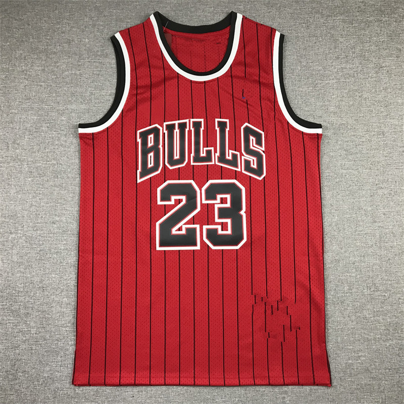 Bulls 23 Retro Red Stripesd Jordan Mn Mesh Embroidered Basketball Uniform Bulls Jersey Breathable Summer