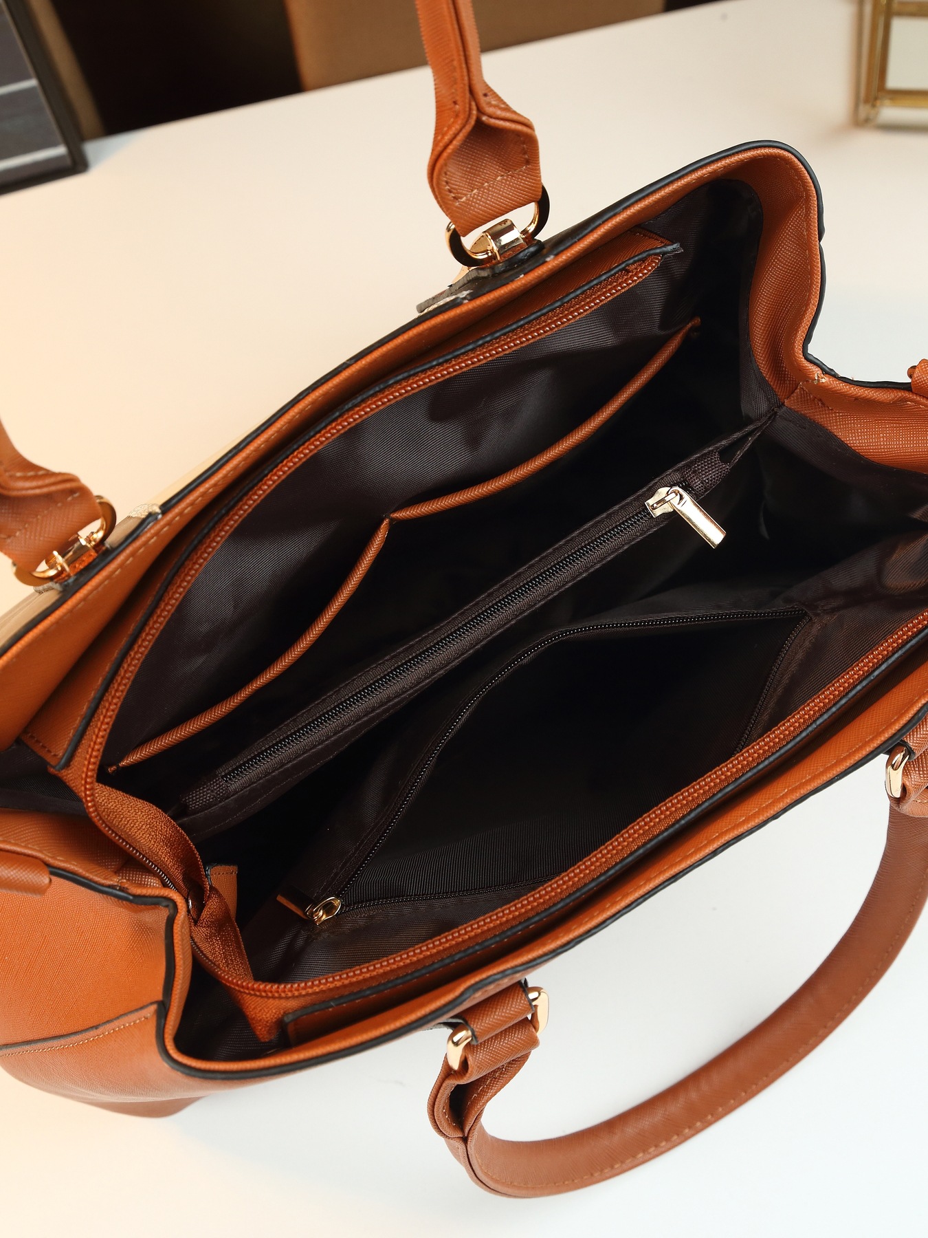 Modische Damen Handtasche Im 4-teile-set Mit Farbblock-design_voghion.com