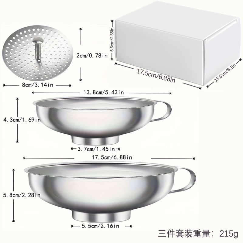 FCM embudos de acero inoxidable amplio embudos de vino embudos de aceite de gran calibre embudos de mermelada embudos de ensalada