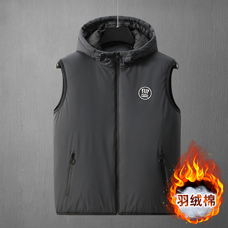 Hombre chaleco con capuz nuevo otoño y invierno cross-border algodón clip caballo chaleco cálido para hombres versión coreana 22072