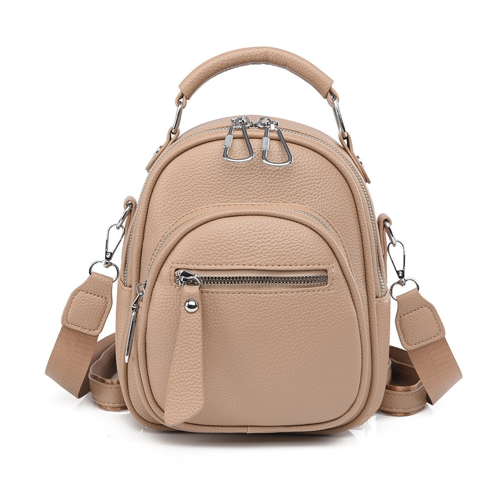 Bolso de mujer de cuero suave de textura 2025, nuevo estilo de moda, mochila de estilo exterior, bolso de moda multipropósito.