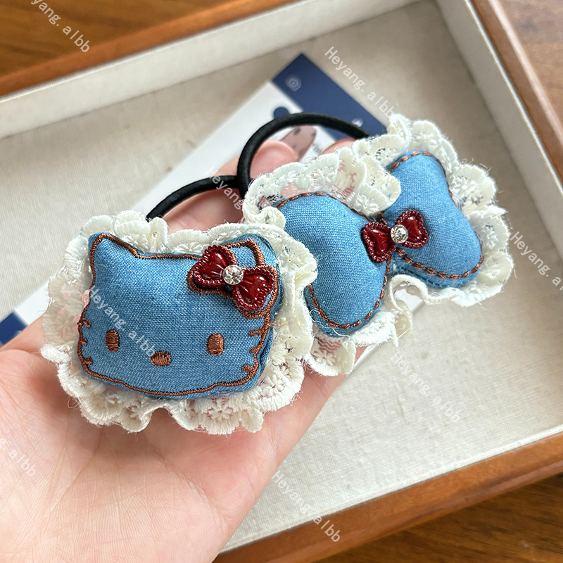 新款卡通蝴蝶结猫咪发绳甜美少女心马尾皮筋头圈百搭学生发饰批发|undefined