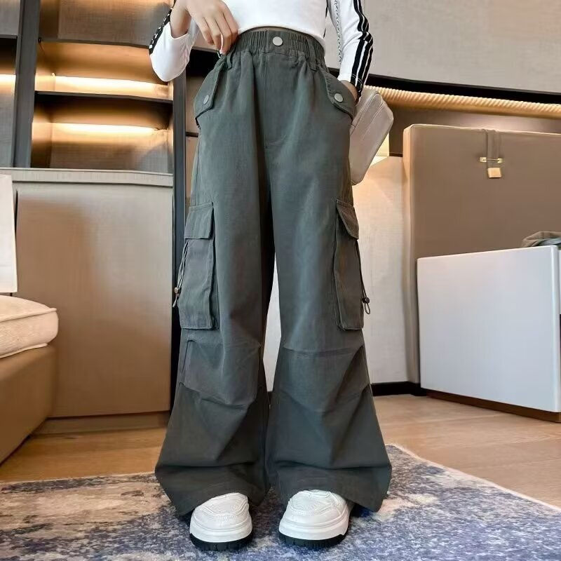 女童潮酷穿搭休闲裤子2025年新款儿童阔腿女大童嘻哈街舞工装长裤|undefined