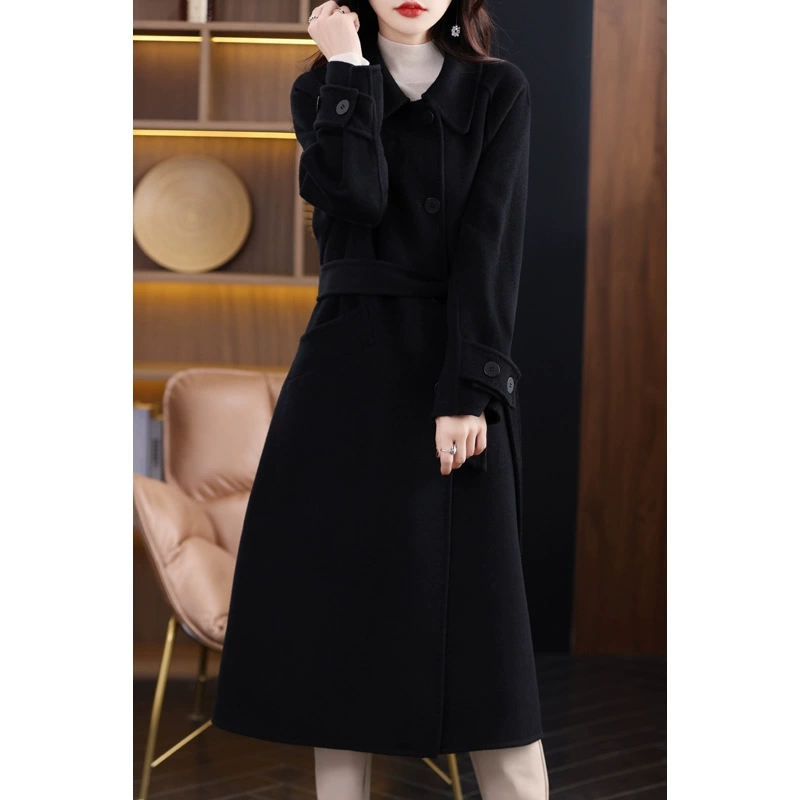 Winter retro double-sided woolen coat, long woolen suit, jacket, 2023 years, western style, mid-length